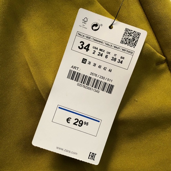 New! Zara Citron Olive Green Belted Trouser Pants - Picture 6 of 6